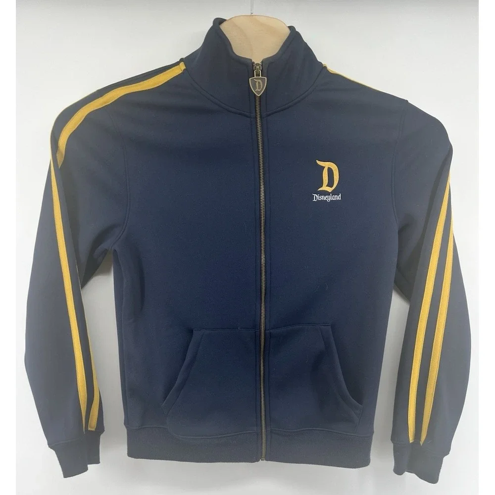 Disney Parks Disneyland Full Zip Track Jacket Mens Small Navy Yellow